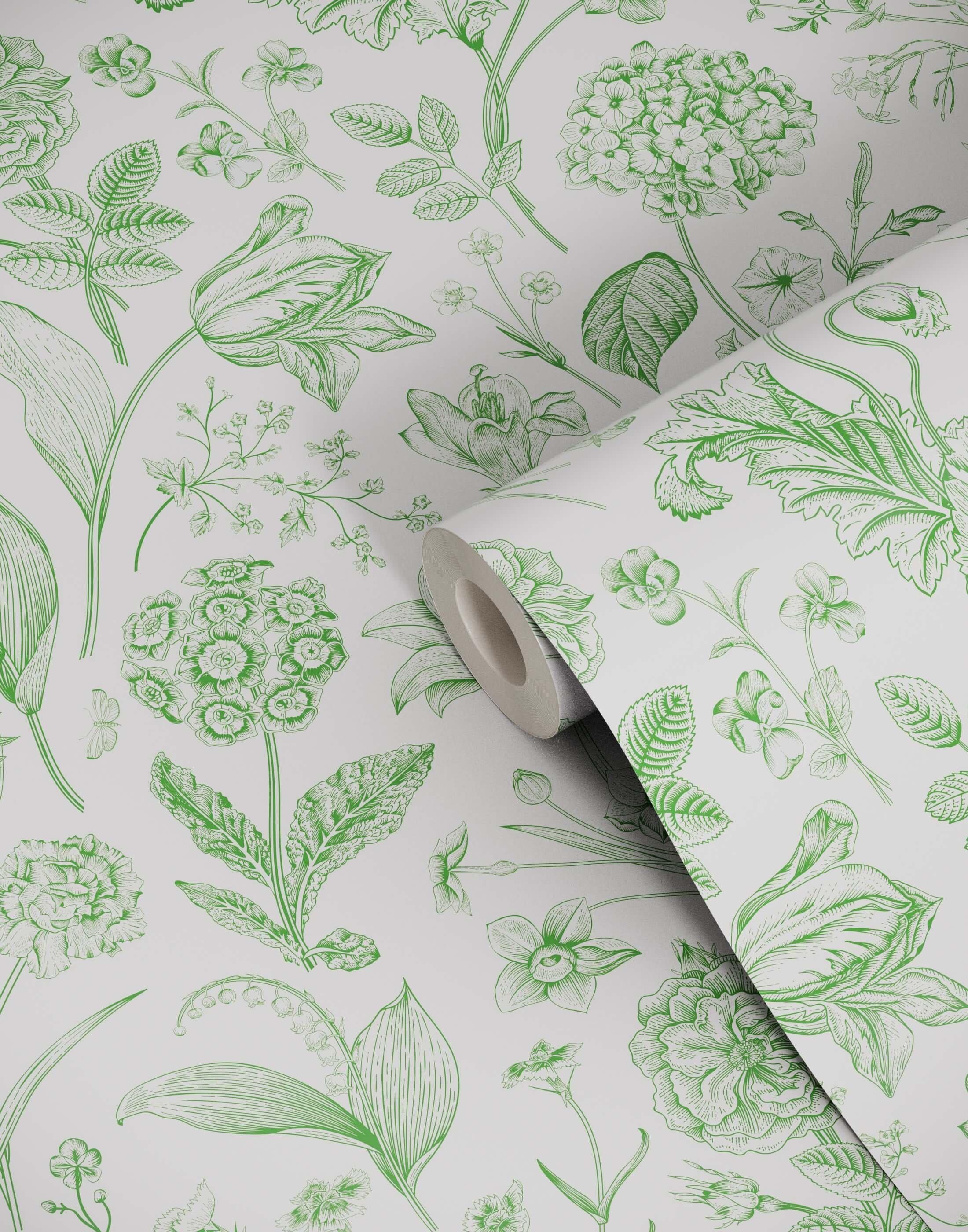 Eco-Friendly Detailed Floral Wallpaper