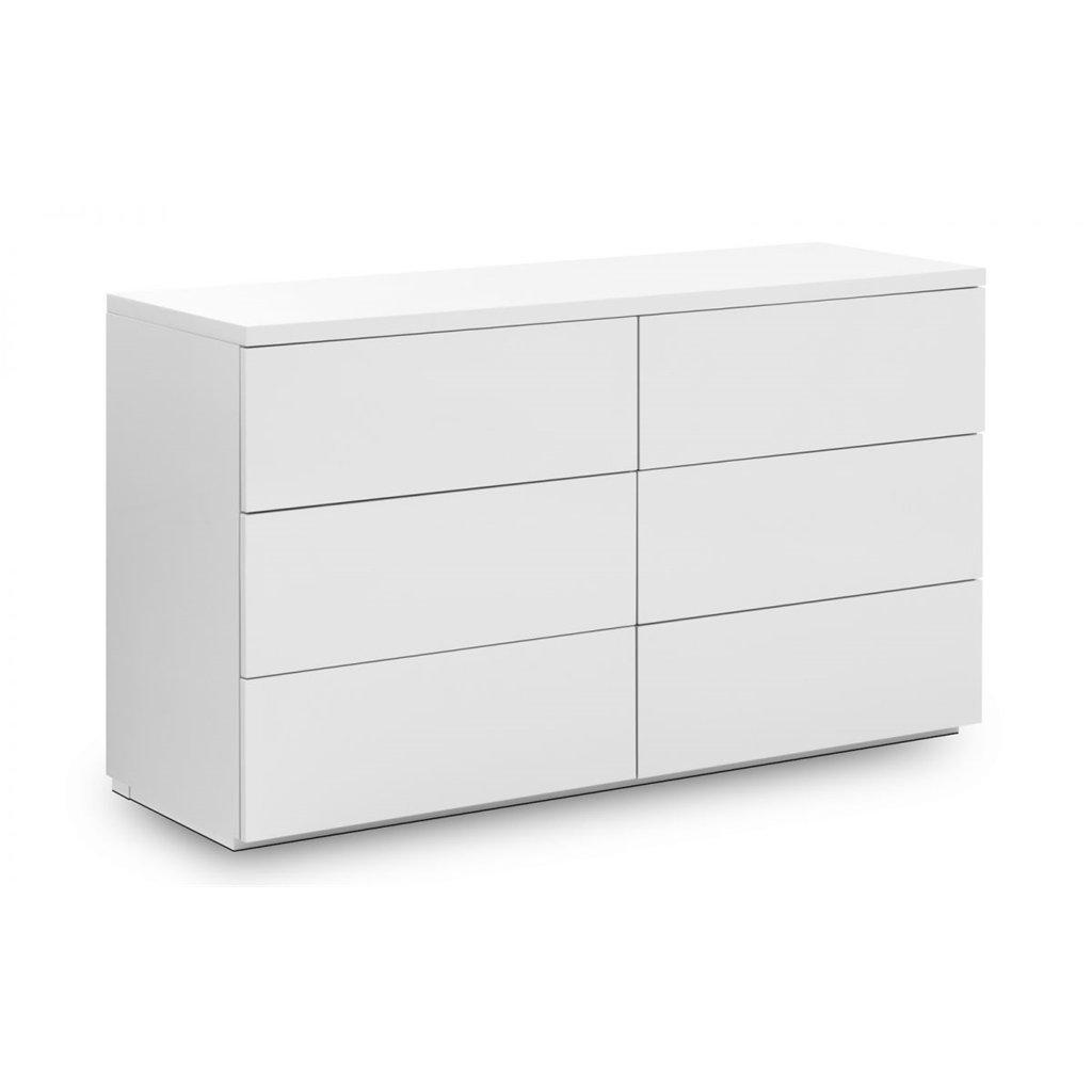 White High Gloss 6 Drawers Wide Chest