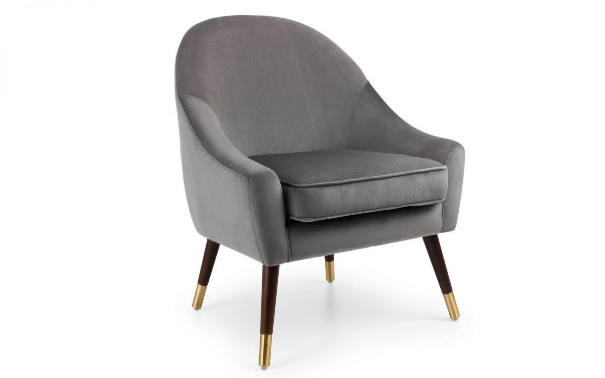 Grey Velvet Cushion Armchair