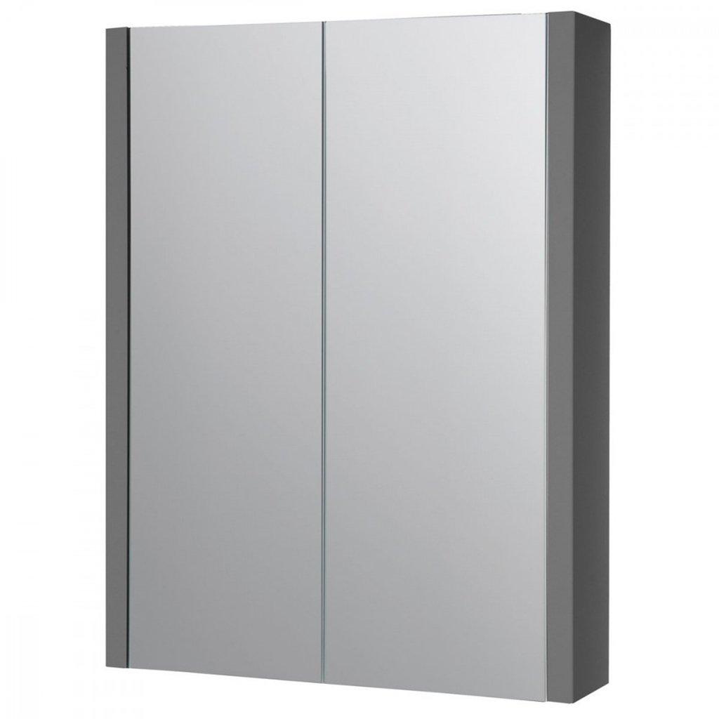 Grey Gloss Mirror Bathroom Cabinet 500mm Wide