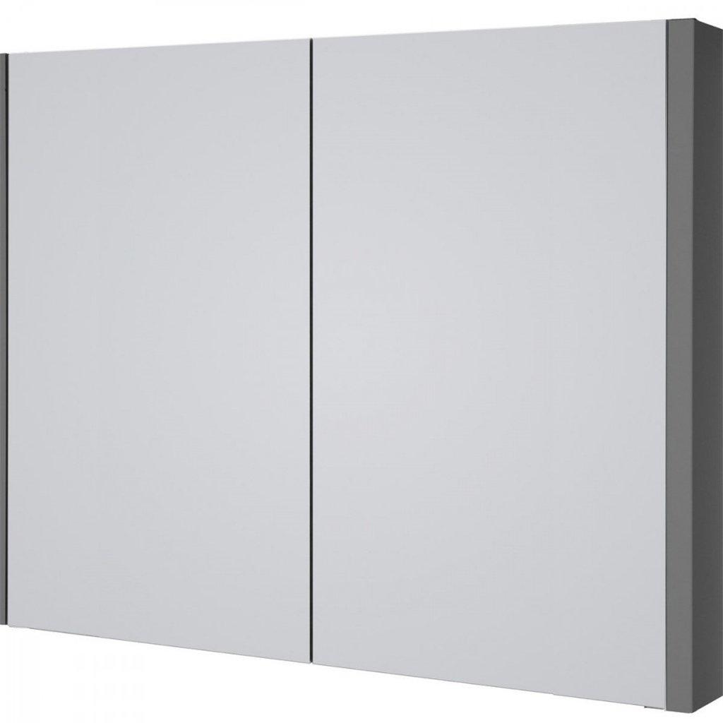 Grey Gloss Mirror Bathroom Cabinet 80cm Wide