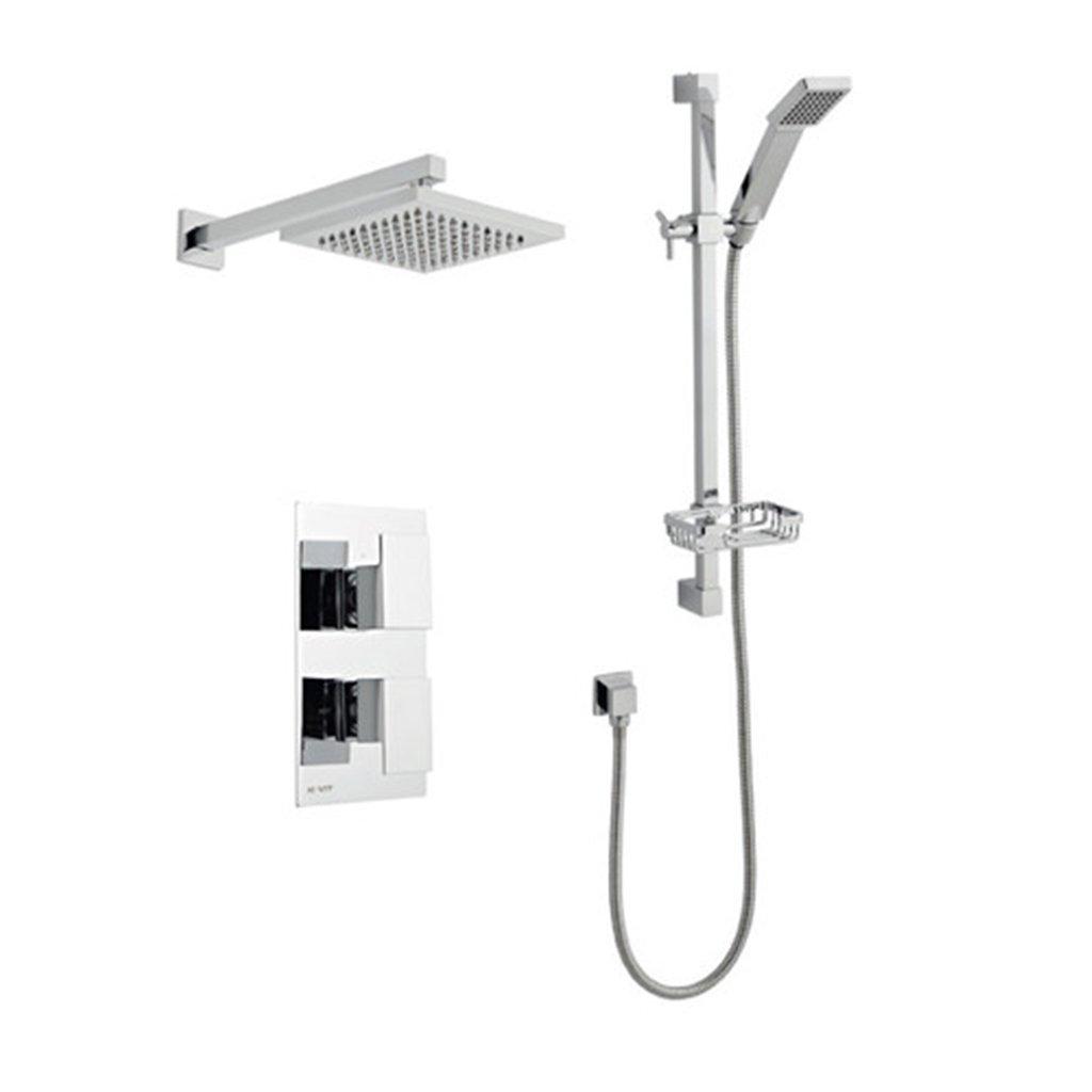 Chrome Shower with Adjustable Hung Slide Rail Kit and Drencher