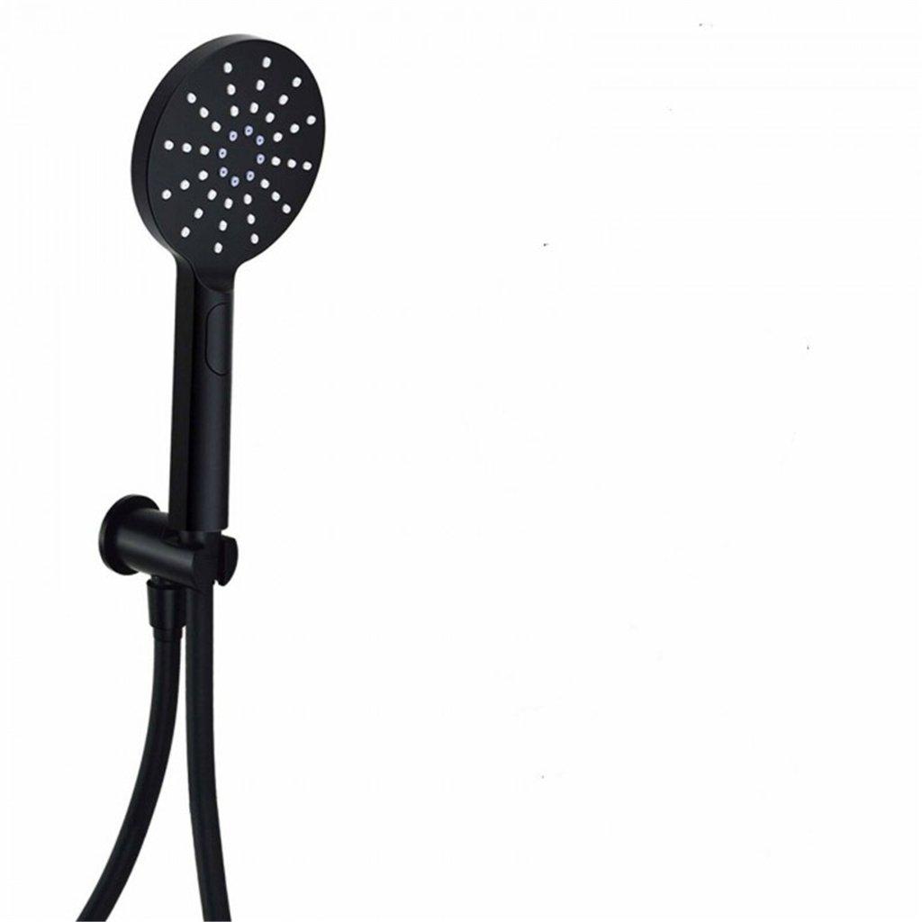 Shower Round Outlet Elbow with Wall Bracket and Shower Handset Black