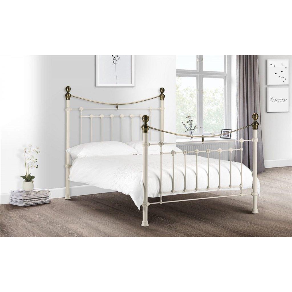 Victorian Style Stone White & Gold High End Bed Frame