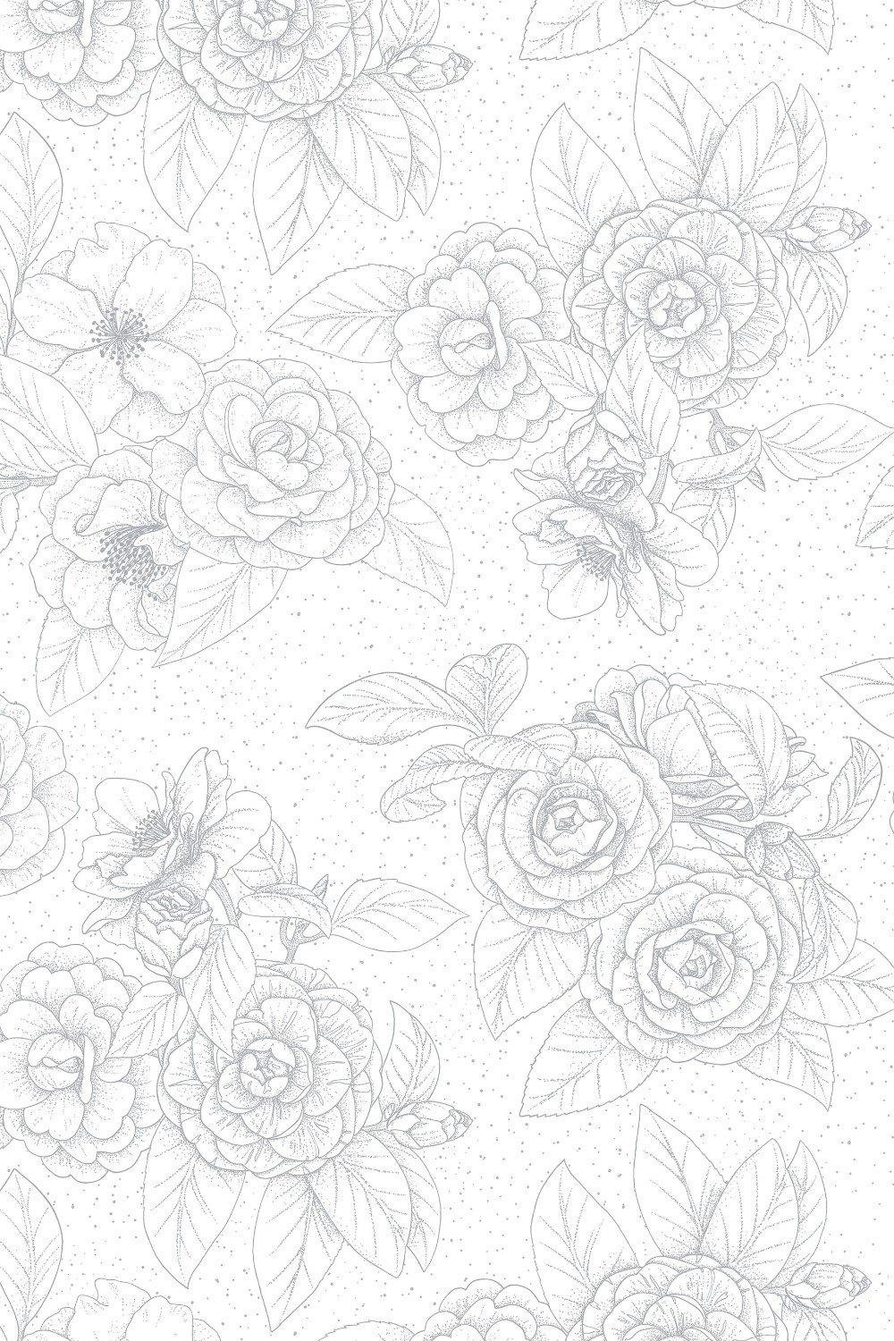 Eco-Friendly Dotwork Floral Wallpaper