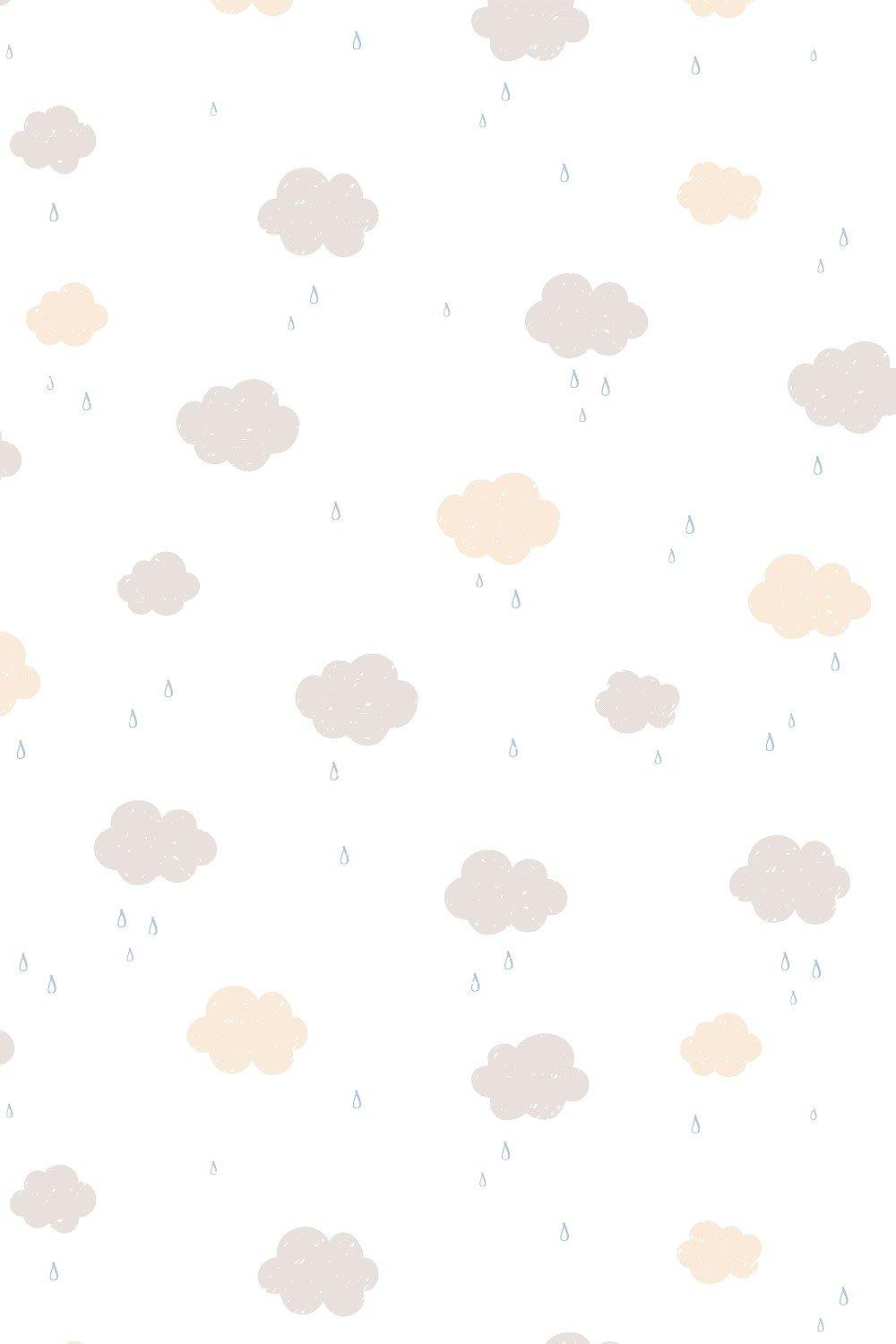 Eco-Friendly Childrens Cloud And Raindrop Wallpaper