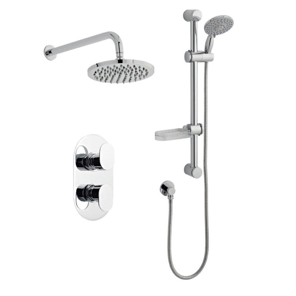 Chrome Shower with Wall Hung Slide Rail Kit and Overhead Drencher