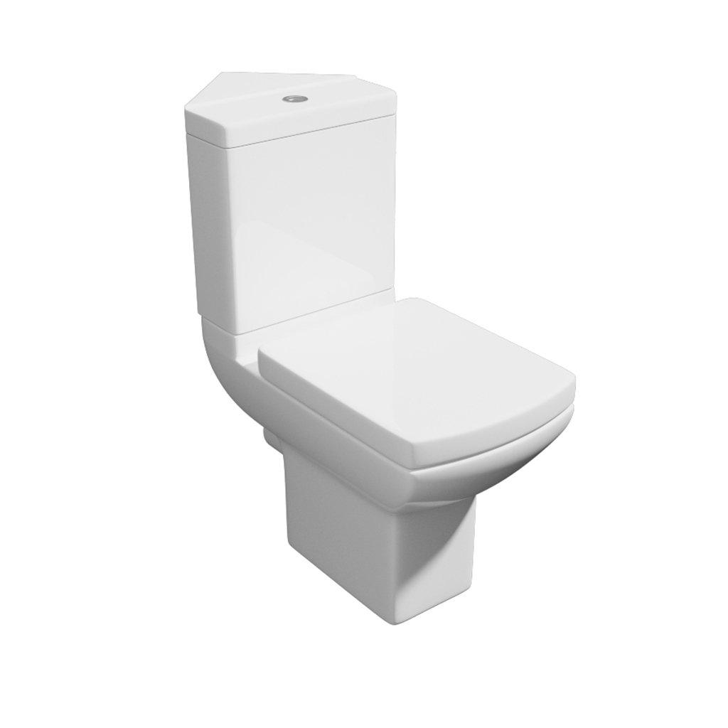 Premium CORNER OPEN BACK Rimless Pan Toilet Set