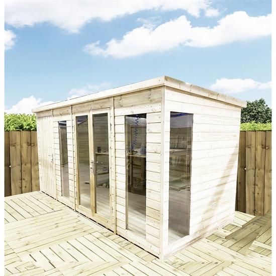 Marlborough 17 x 14 COMBI Pressure Treated Pent Summerhouse with Side Shed 3