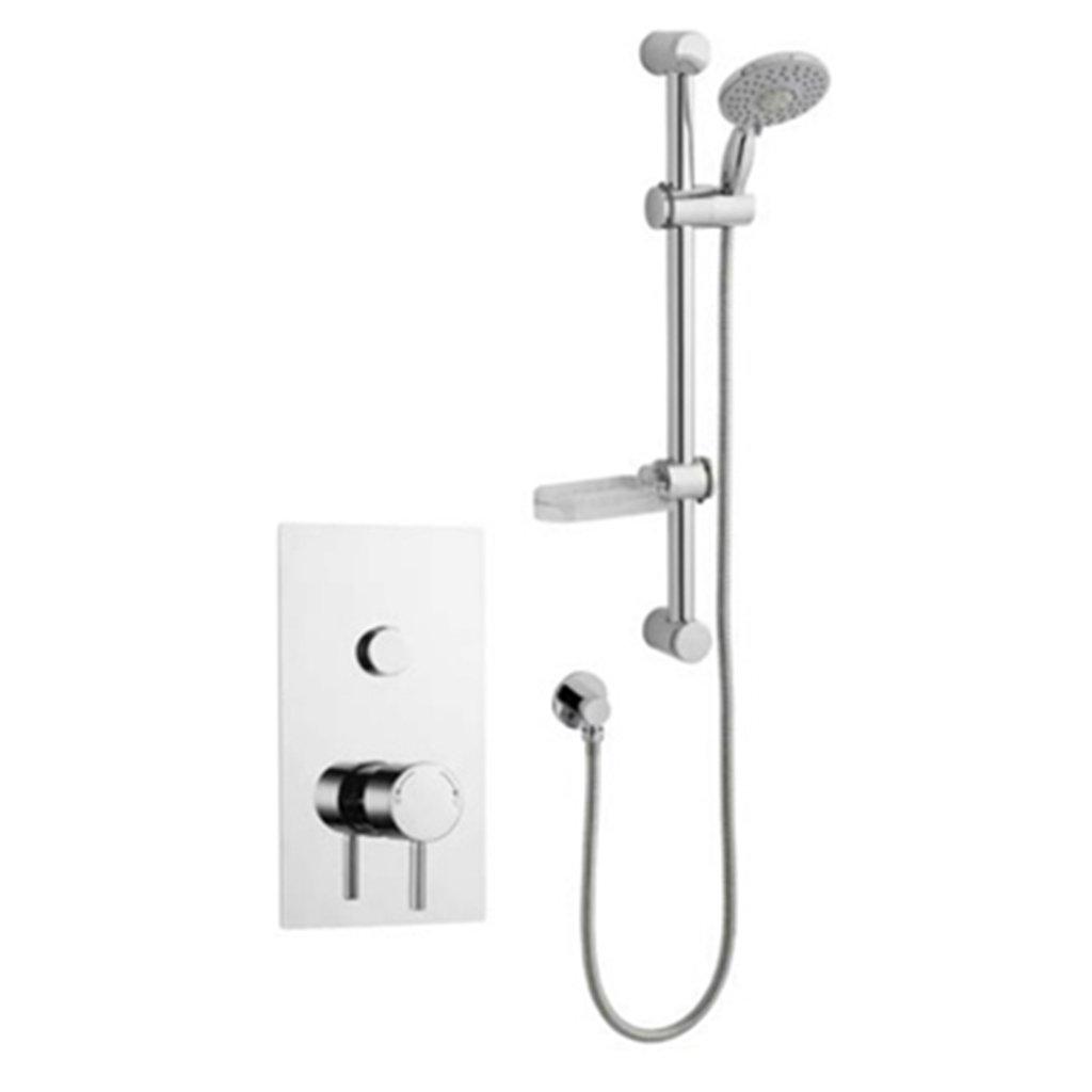 Chrome Single Push Button Concealed Mixer Shower with Slide Rail Kit