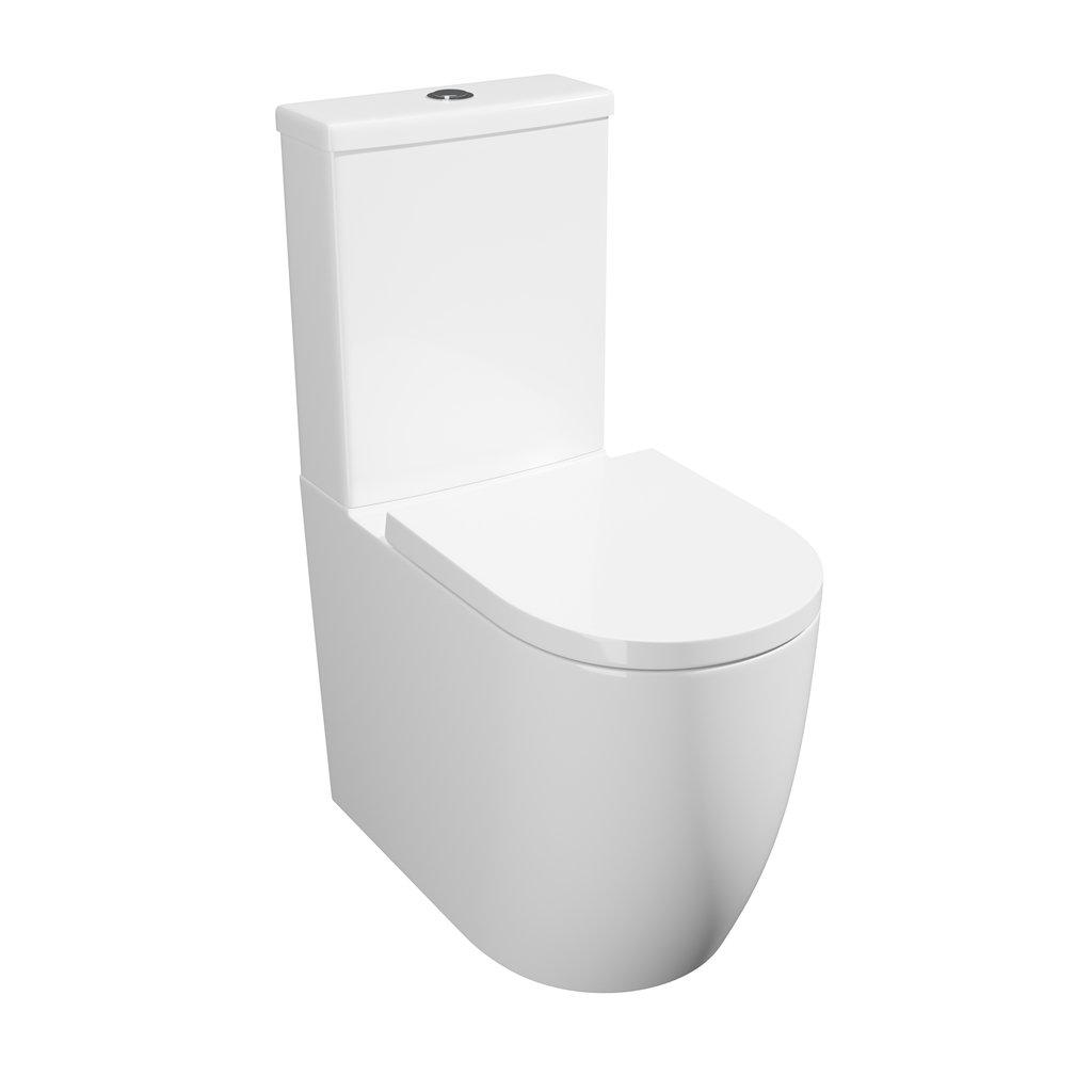 Premium OPEN BACK ROUND COMFORT HEIGHT Rimless Pan Toilet Set