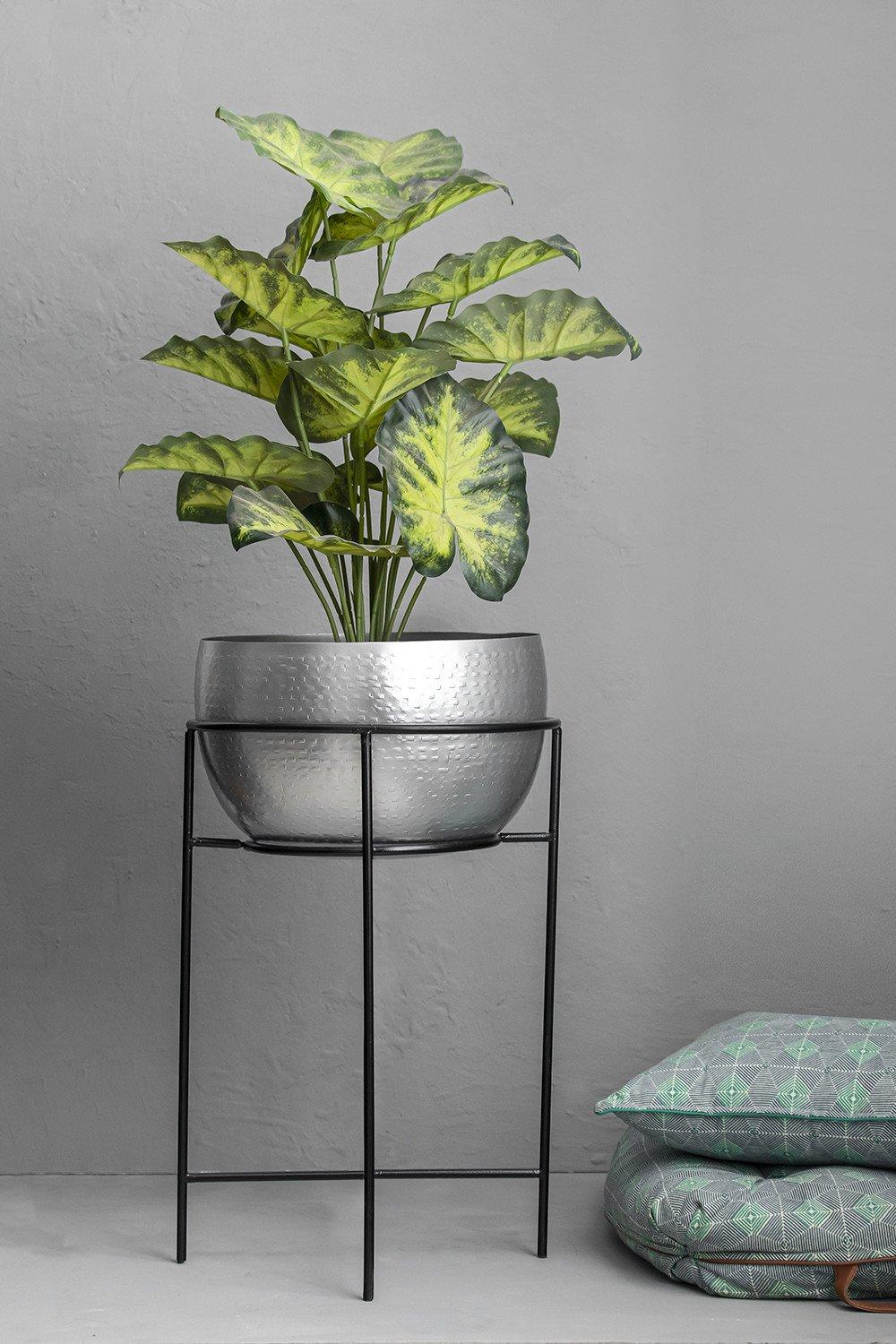 Silver Indoor Planter With Stand