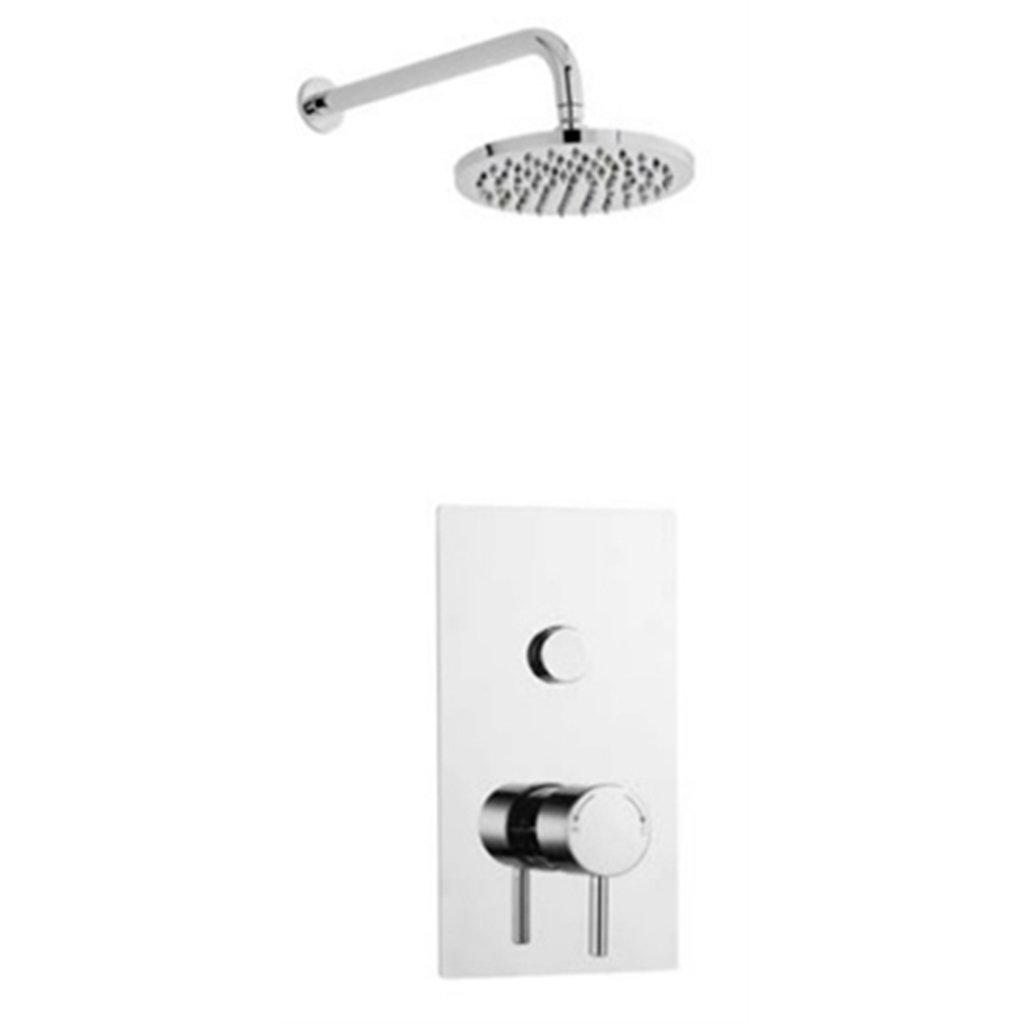 Chrome Round Push Button Concealed Shower with Fixed Overhead Drencher