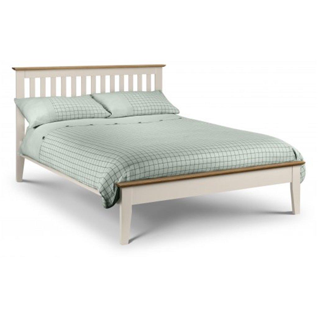 Premium Timeless Two Tone Stone White and Oak Bed Frame