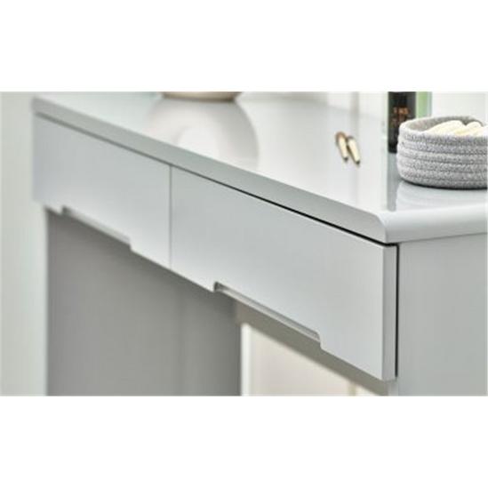 Ashfield Chic Grey High Gloss Dressing Table with 2 2