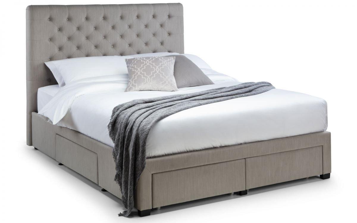 Grey Deep Premium Button 4 Drawer Bed - Double