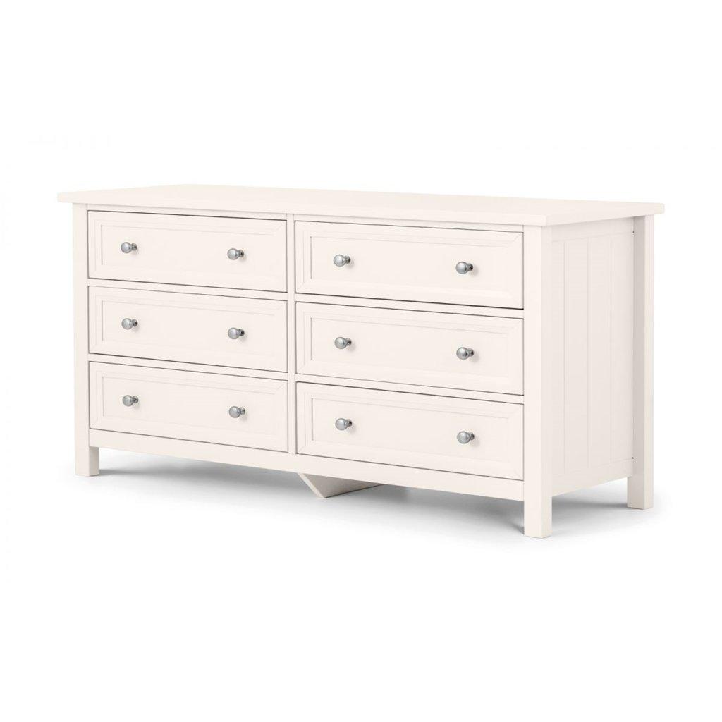 Premier Surf White 6 Drawers Wide Chest