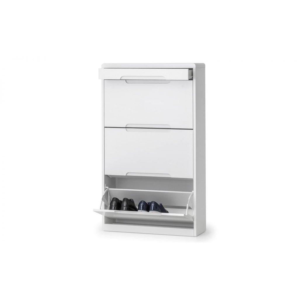Chic White High Gloss Shoe Cabinet with Drawer