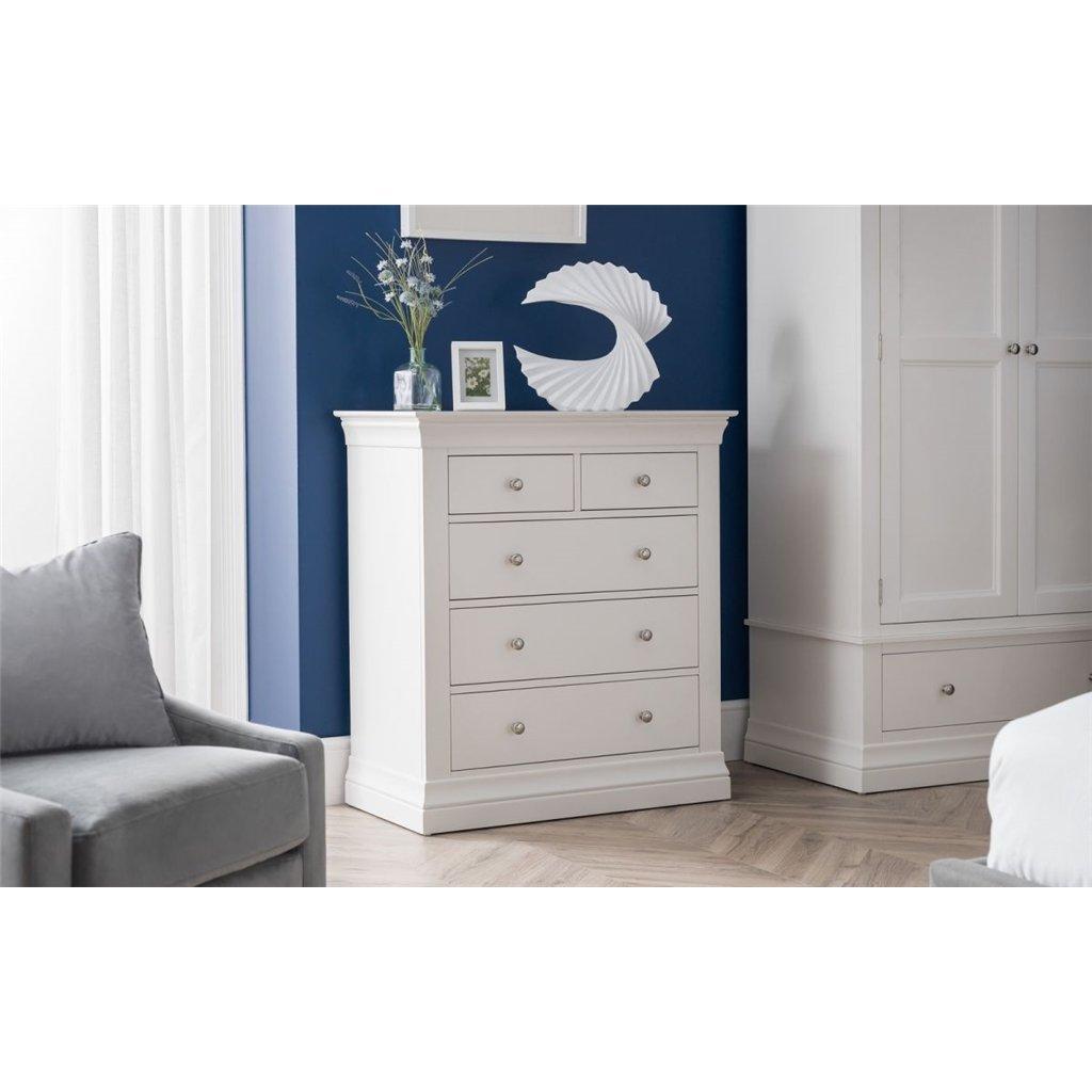 Classical Pine 5 Drawers Chest (Surf White)