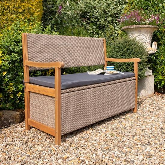 Cheshire 2 Seater Hardwood Timber Framed Rattan Weave Bench 1
