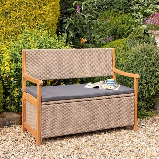Cheshire 2 Seater Hardwood Timber Framed Rattan Weave Bench 2