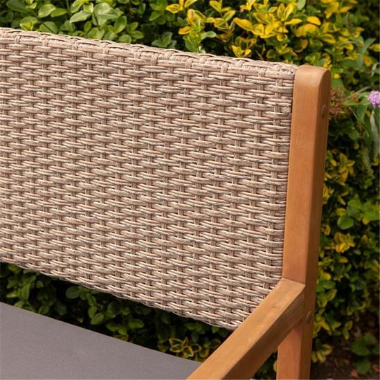 Cheshire 2 Seater Hardwood Timber Framed Rattan Weave Bench 3