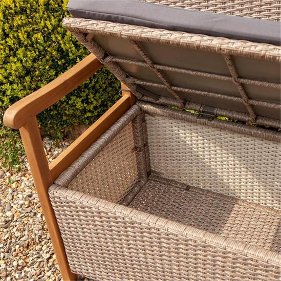 Cheshire 2 Seater Hardwood Timber Framed Rattan Weave Bench 4