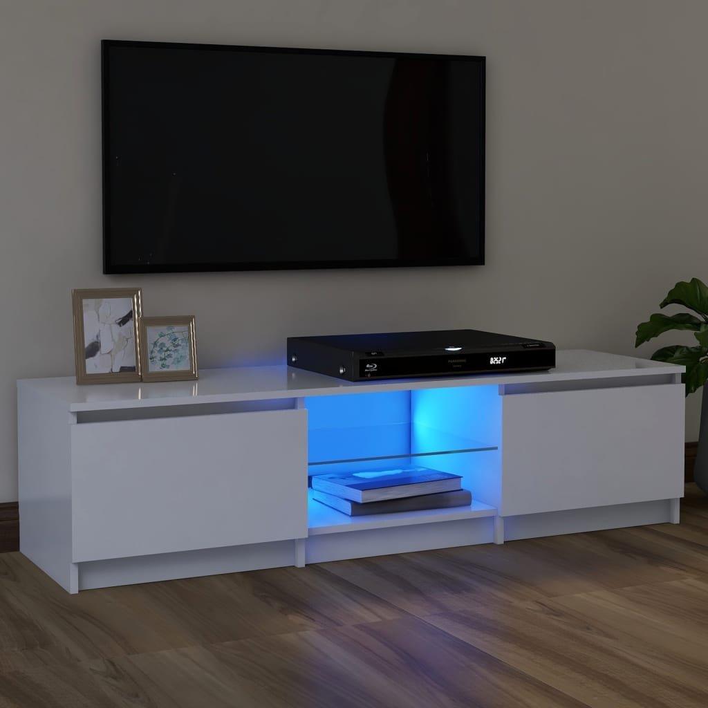 TV Cabinet with LED Lights White 120x30x35.5 cm