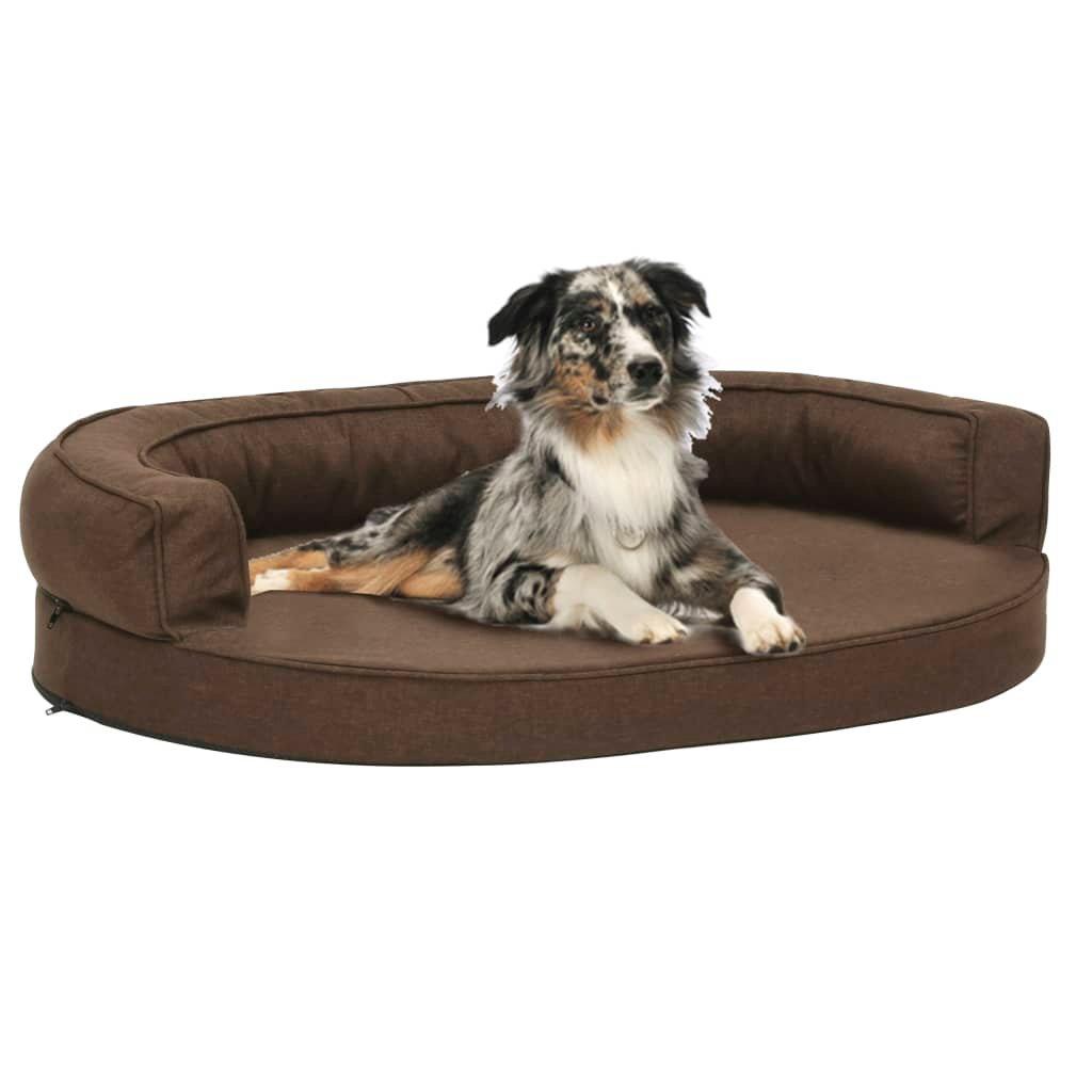 Ergonomic Dog Bed Mattress 75x53 cm Linen Look Brown