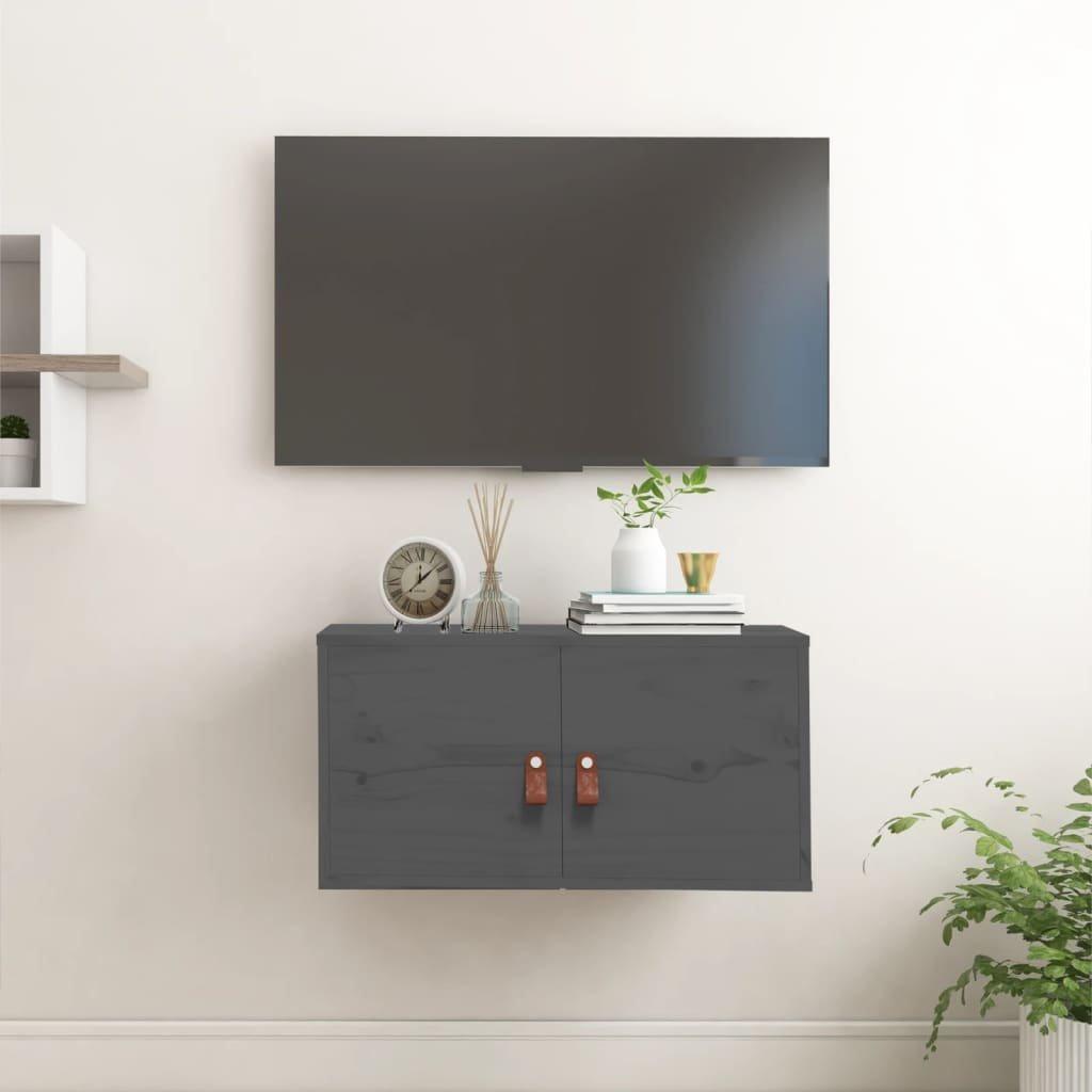 Wall Cabinet Grey 60x30x30 cm Solid Wood Pine
