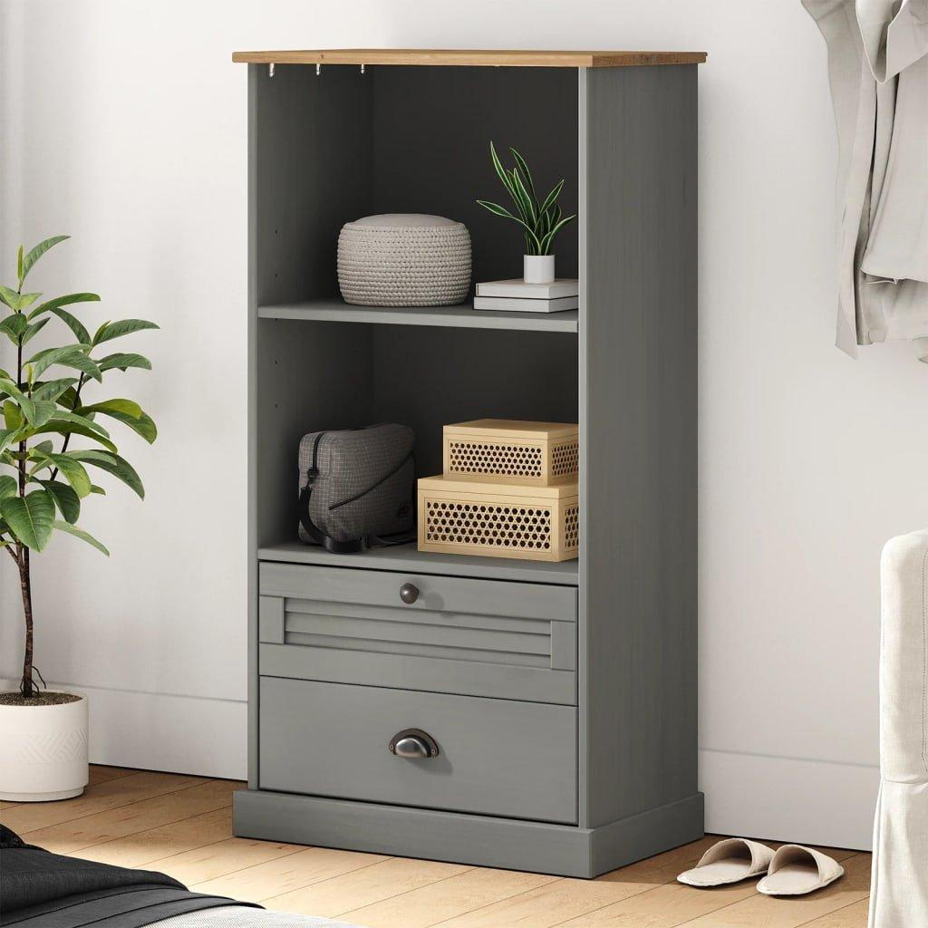 Bookcase VIGO Grey 60x35x114.5 cm Solid Wood Pine