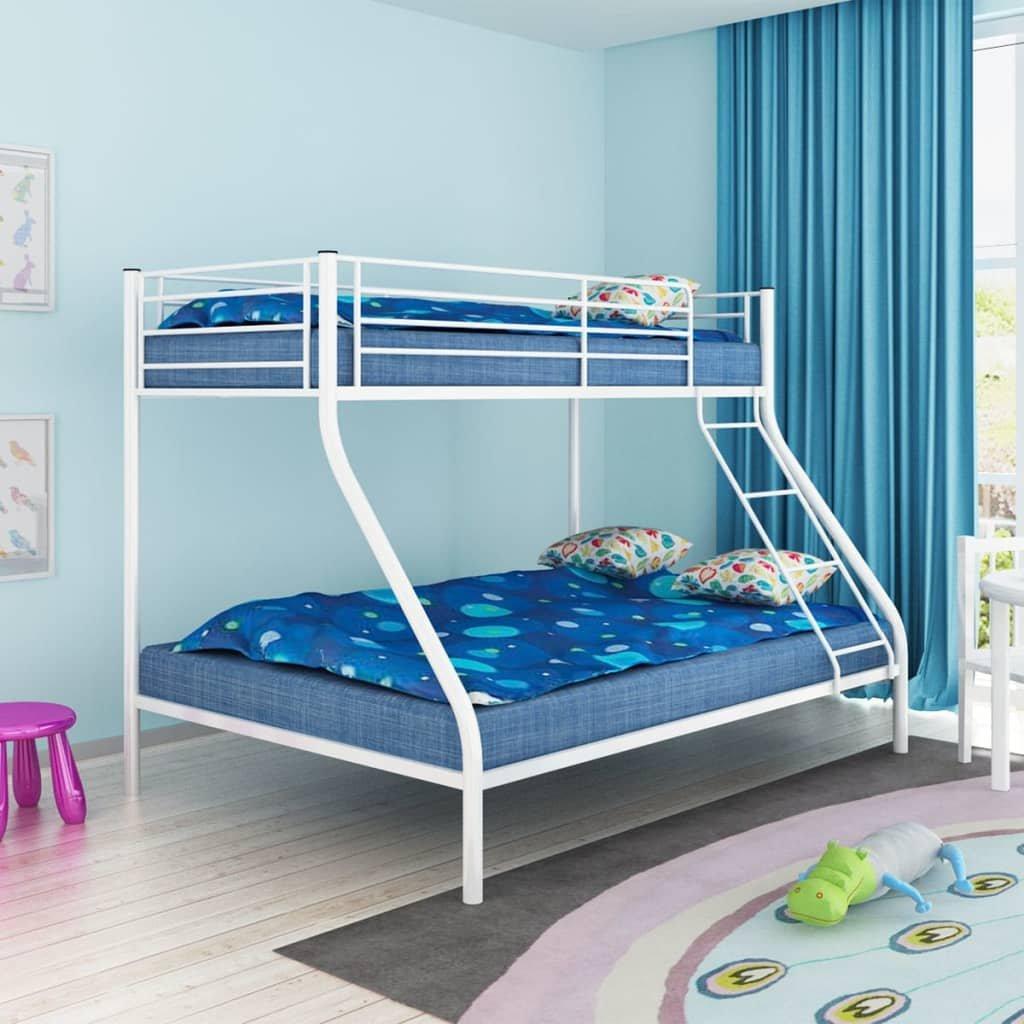 Children's Bunk Bed Frame White Metal 140x200/90x200 cm