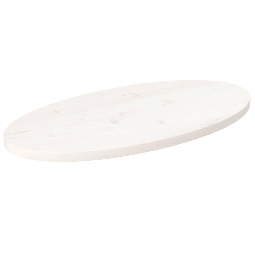 Table Top White 70x35x2.5 cm Solid Wood Pine Oval