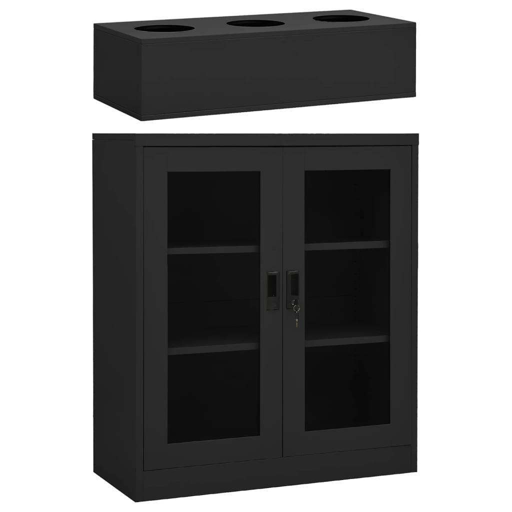 Office Cabinet with Planter Box Anthracite 90x40x128 cm Steel
