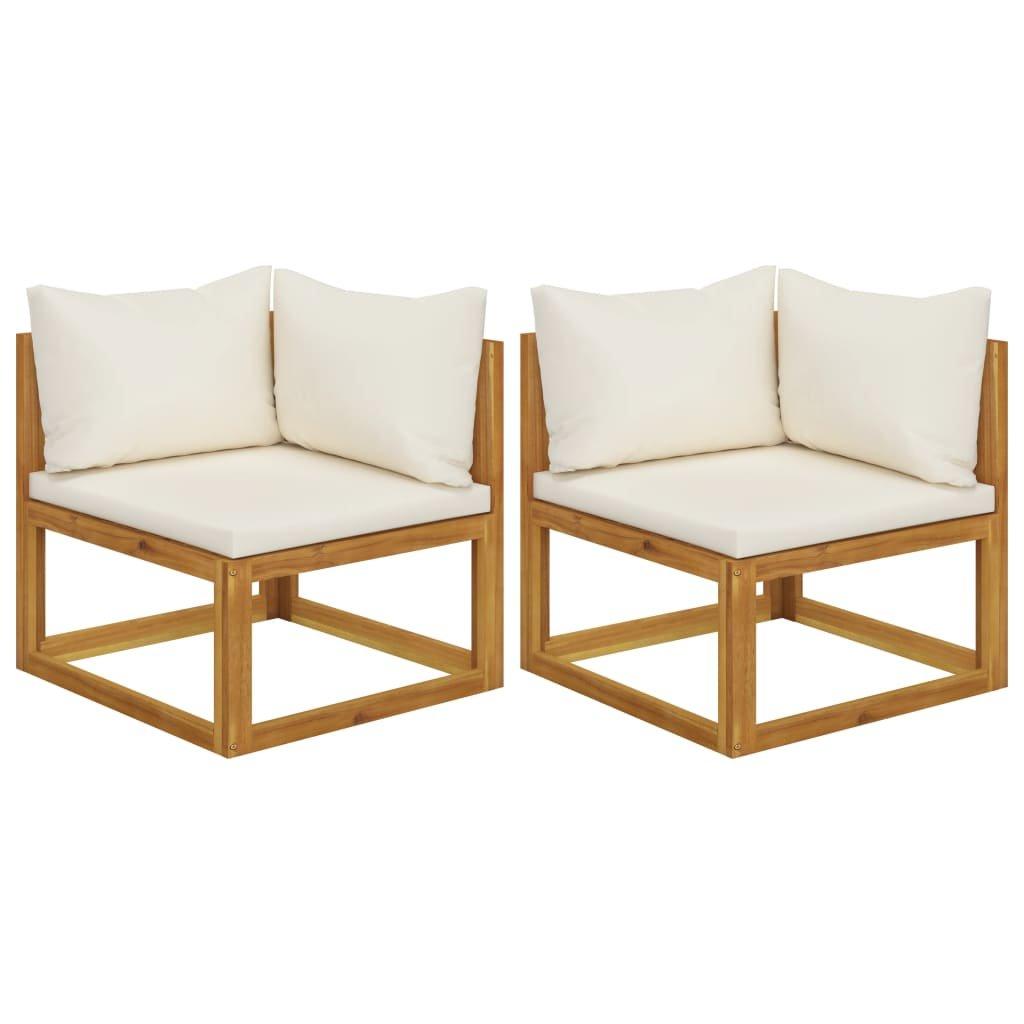 Sectional Corner Sofas 2 pcs with Cushions Solid Wood Acacia