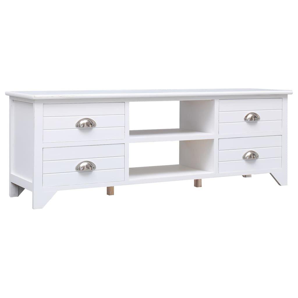 TV Cabinet White 108x30x40 cm Solid Paulownia Wood