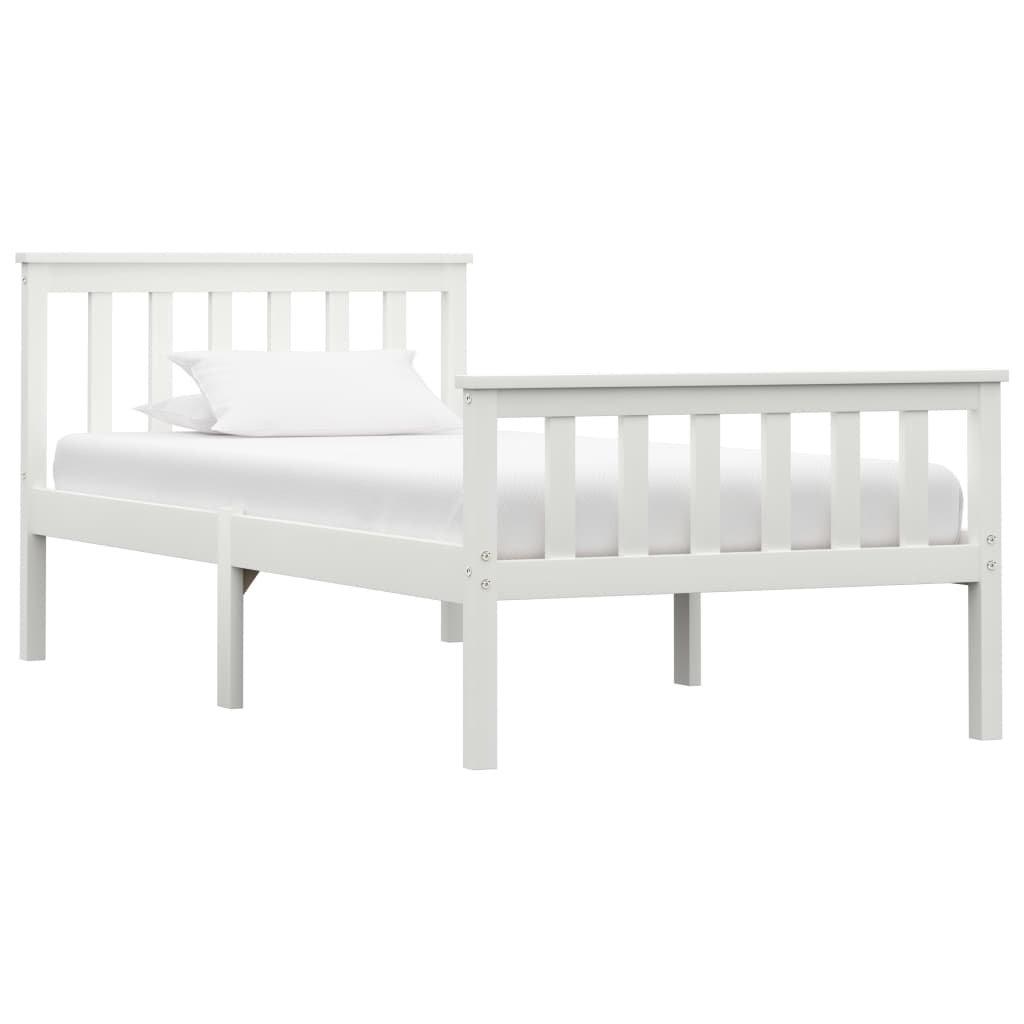 Bed Frame White Solid Pinewood 100x200 cm