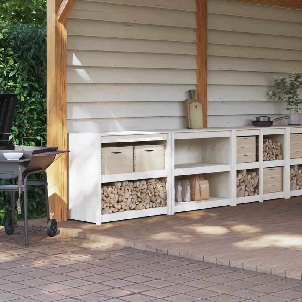 Outdoor Kitchen Cabinets 2 pcs White Solid Wood Pine
