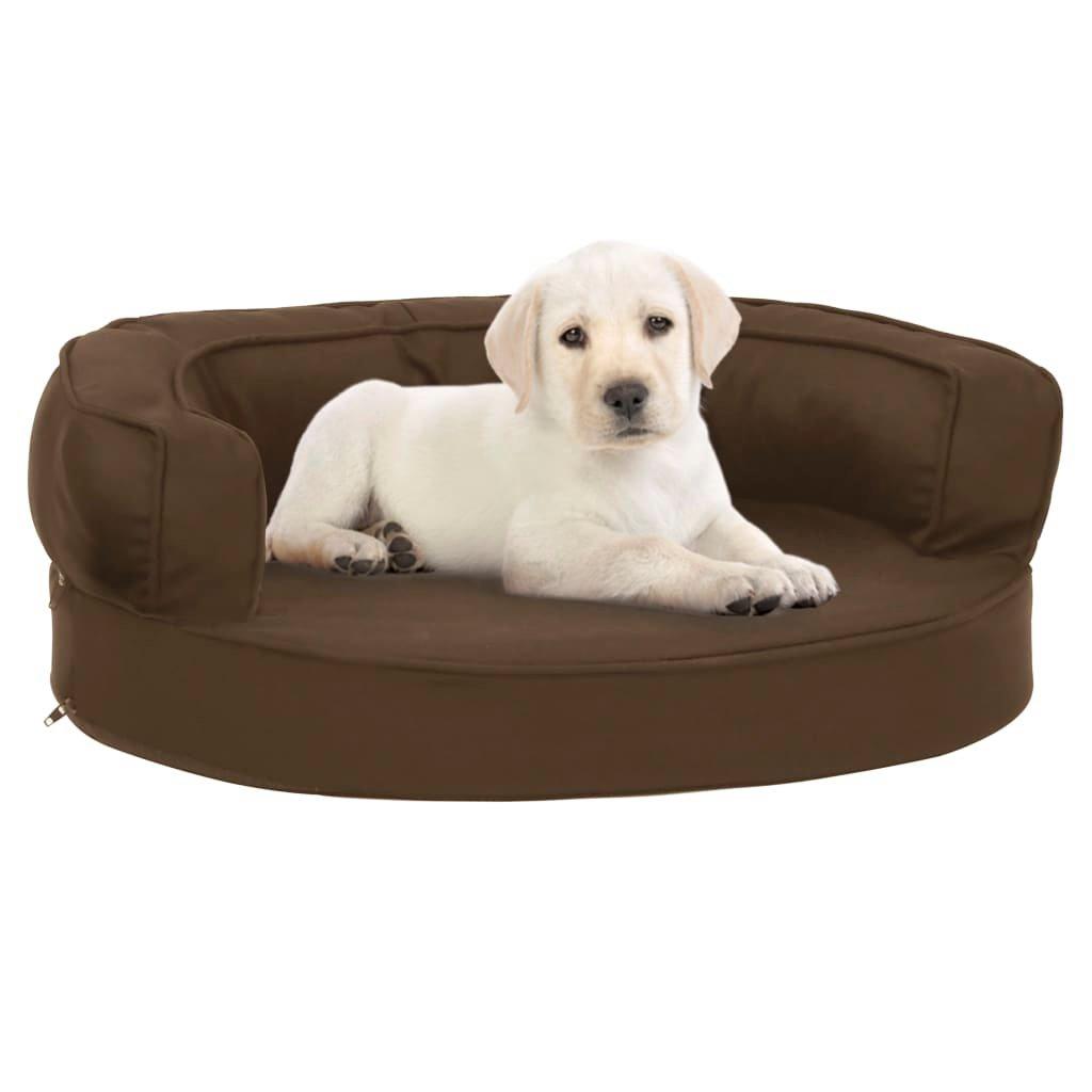 Ergonomic Dog Bed Mattress 60x42 cm Linen Look Brown