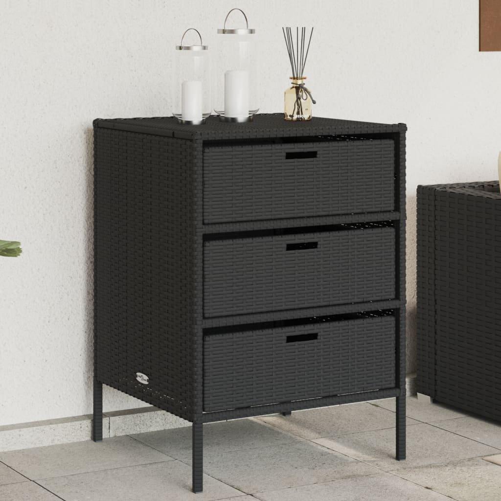 Garden Storage Cabinet Black 55x59x80 cm Poly Rattan