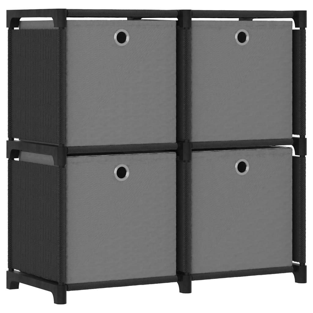 4-Cube Display Shelf with Boxes Black 69x30x72.5 cm Fabric