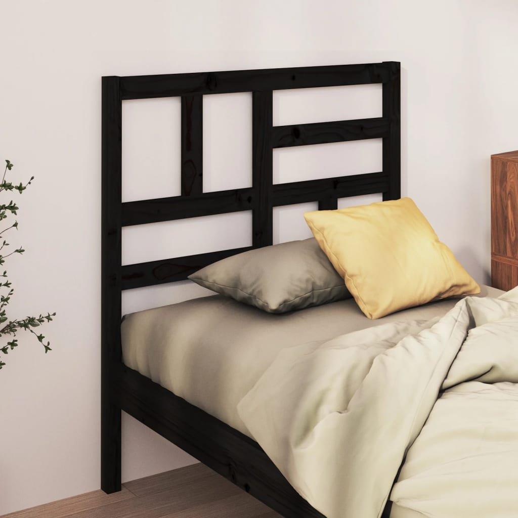 Bed Headboard Black 81x4x104 cm Solid Wood Pine