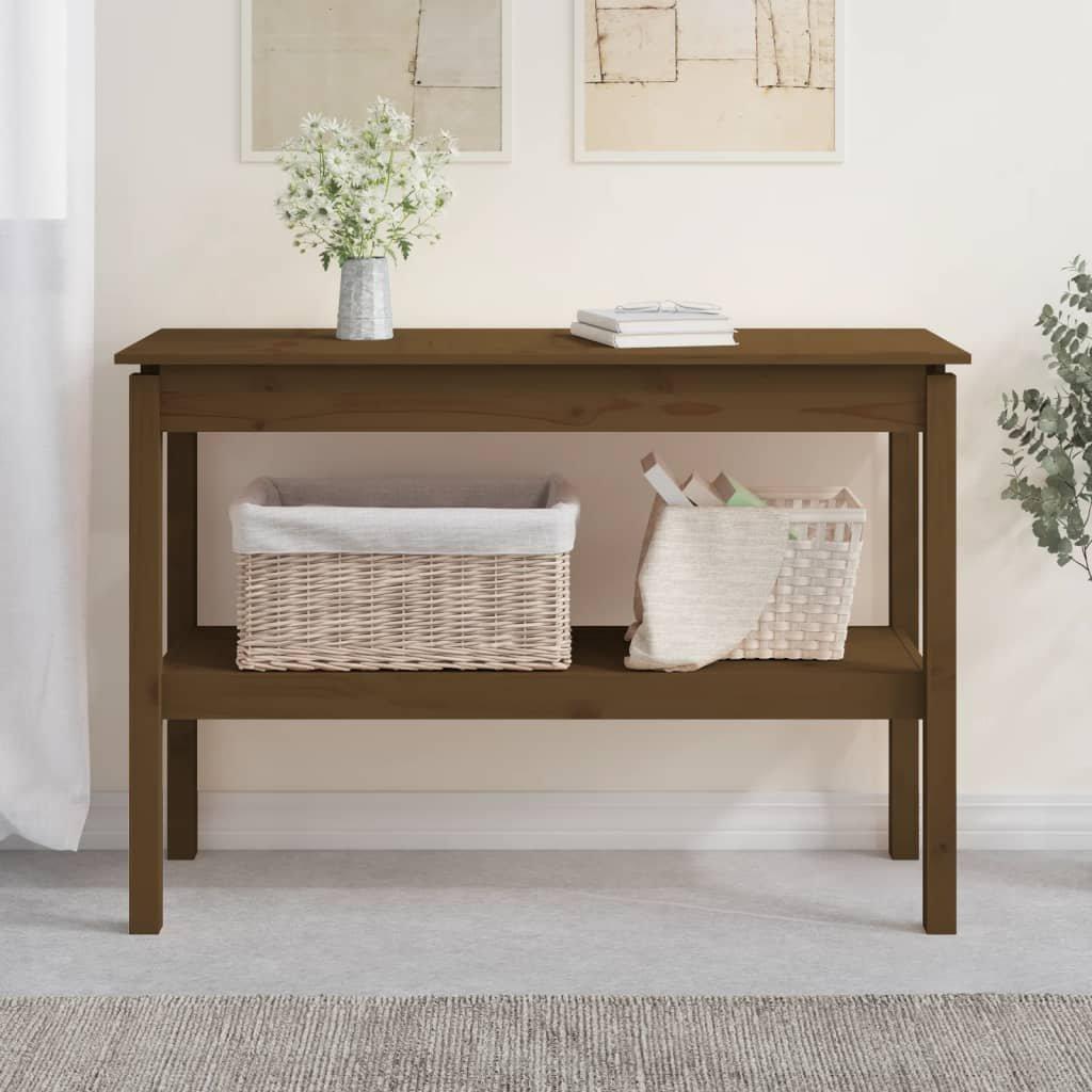 Console Table Honey Brown 110x40x75 cm Solid Wood Pine