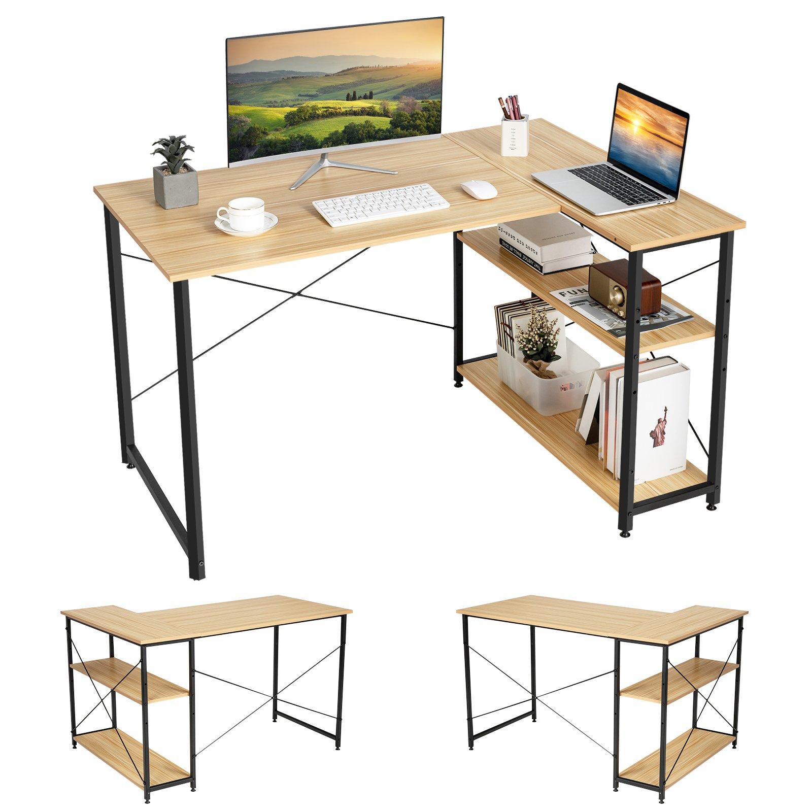 Reversible L-shaped Corner Computer Desk Writing Desk Workstation Gaming Table