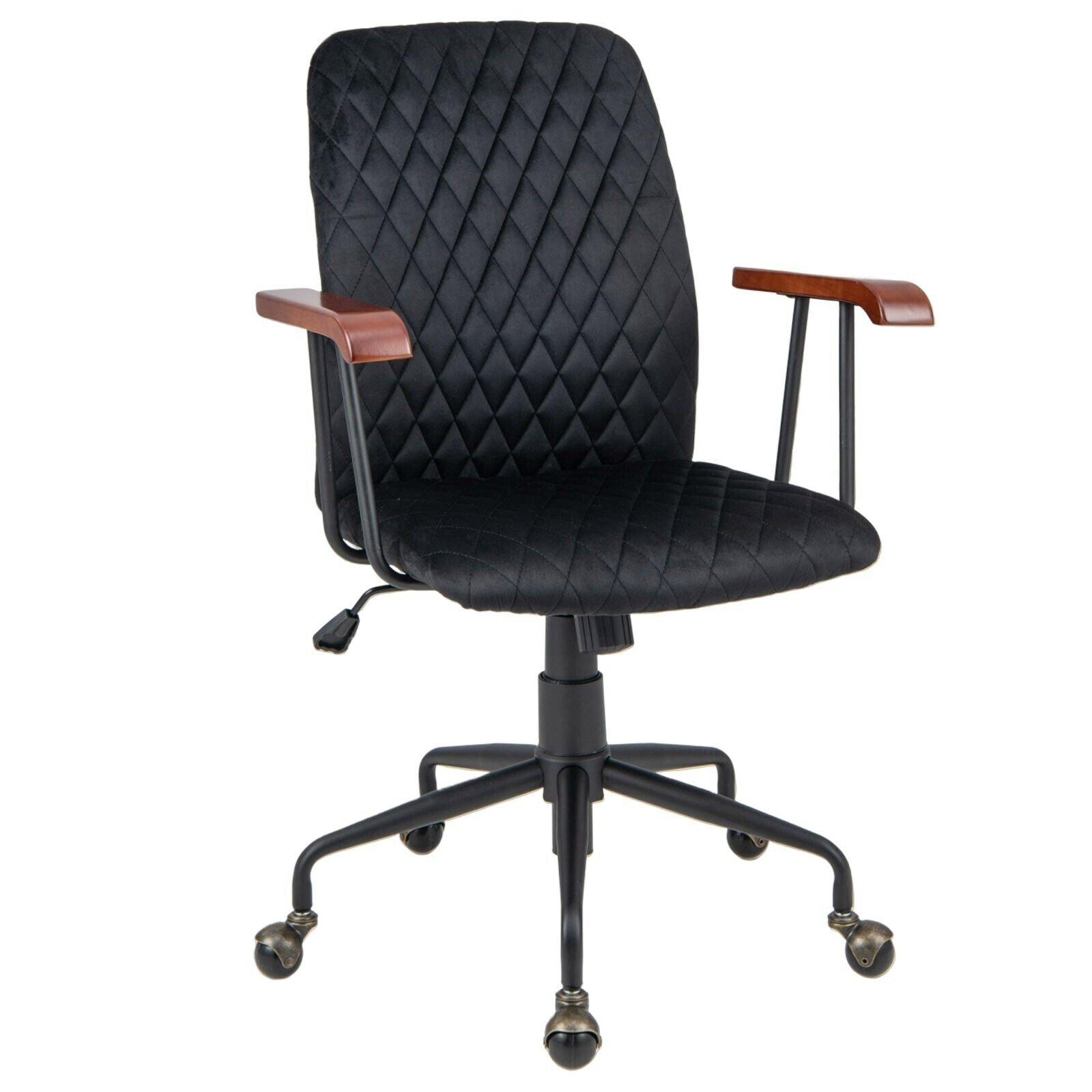 Velvet Leisure Chair Adjustable Swivel Home Office Chair Rolling Computer Chair Black