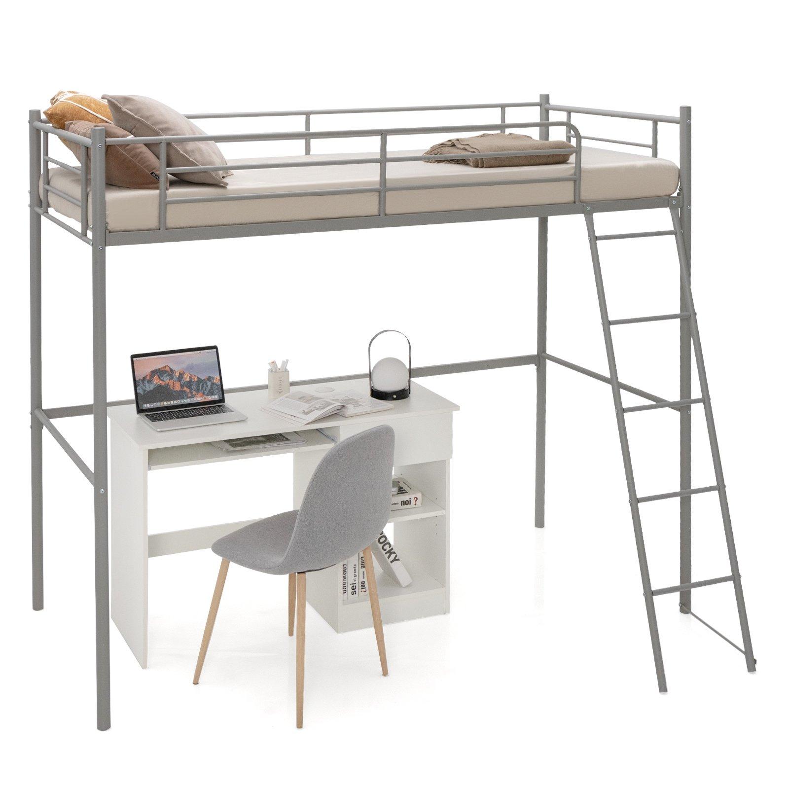 Metal Loft Bed Heavy-duty Loft Bed Frame w/ Ladder