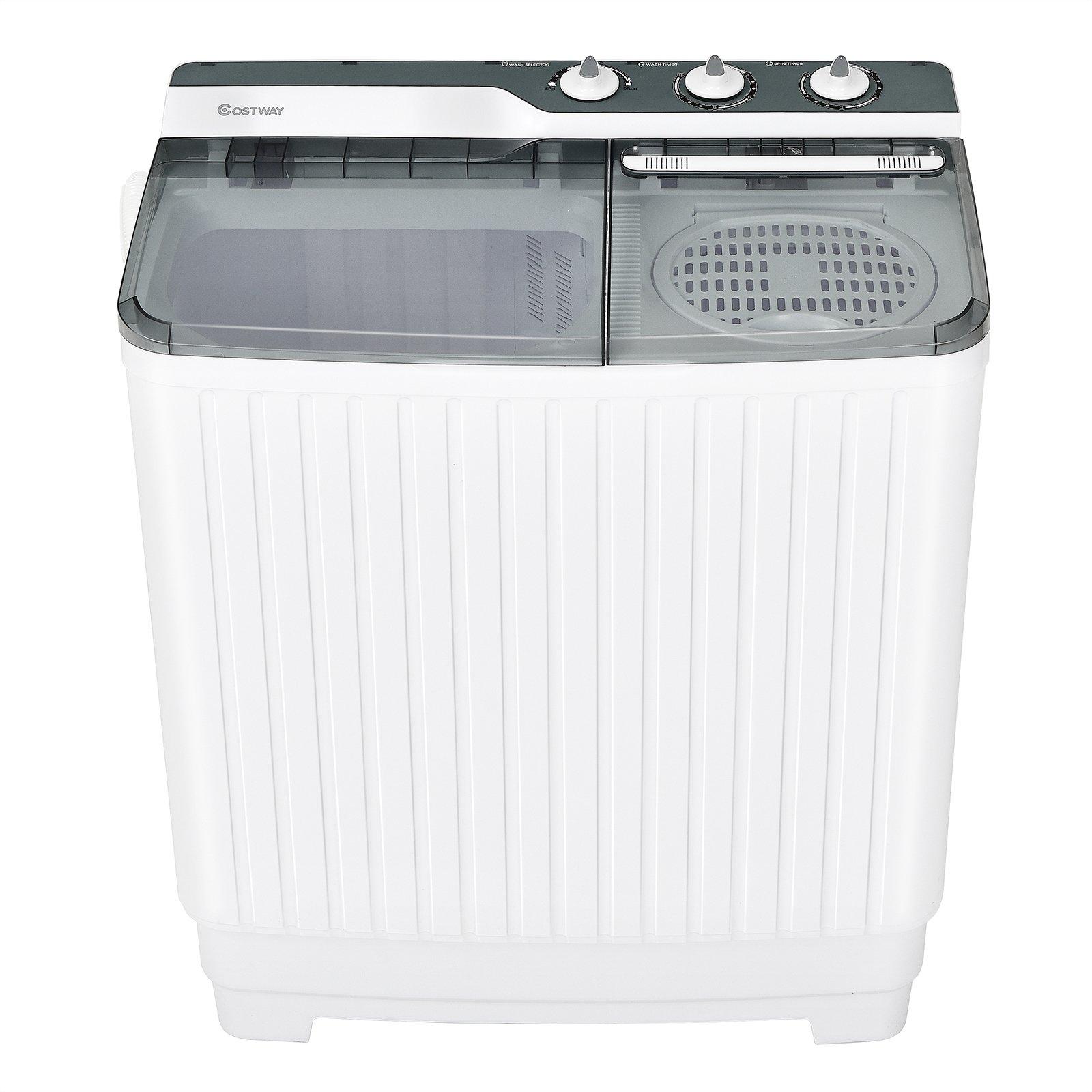 Semi-Automatic Washing Machine Twin Tube Laundry Washer w/Spin Dryer & Drain Pump