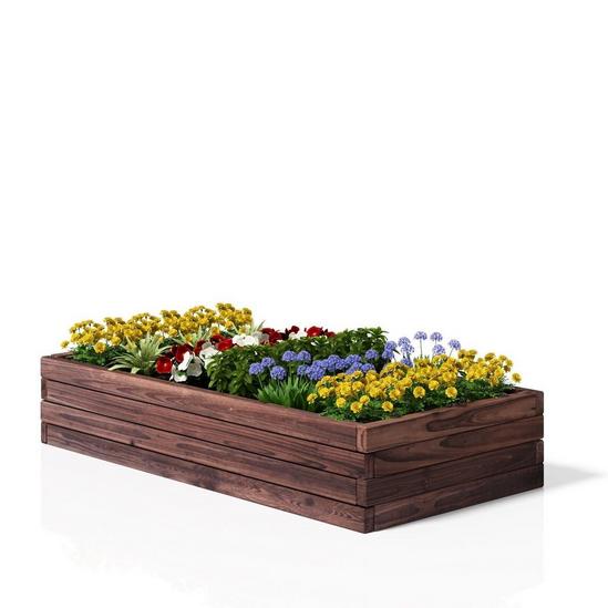 Costway Wooden Raised Garden Bed Outdoor Patio Vegetable Flower Rectangular Planter Box 1