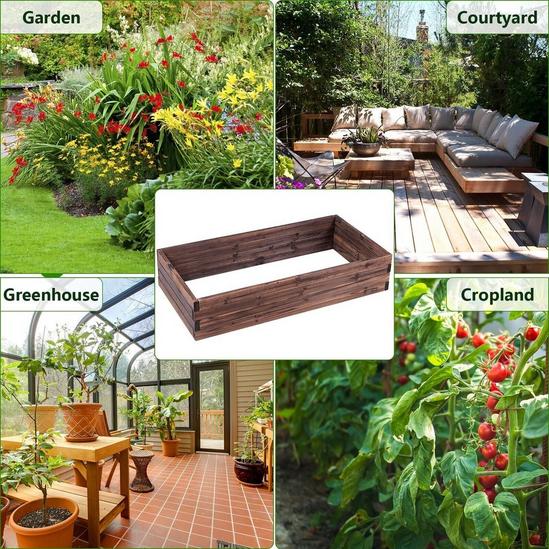 Costway Wooden Raised Garden Bed Outdoor Patio Vegetable Flower Rectangular Planter Box 6