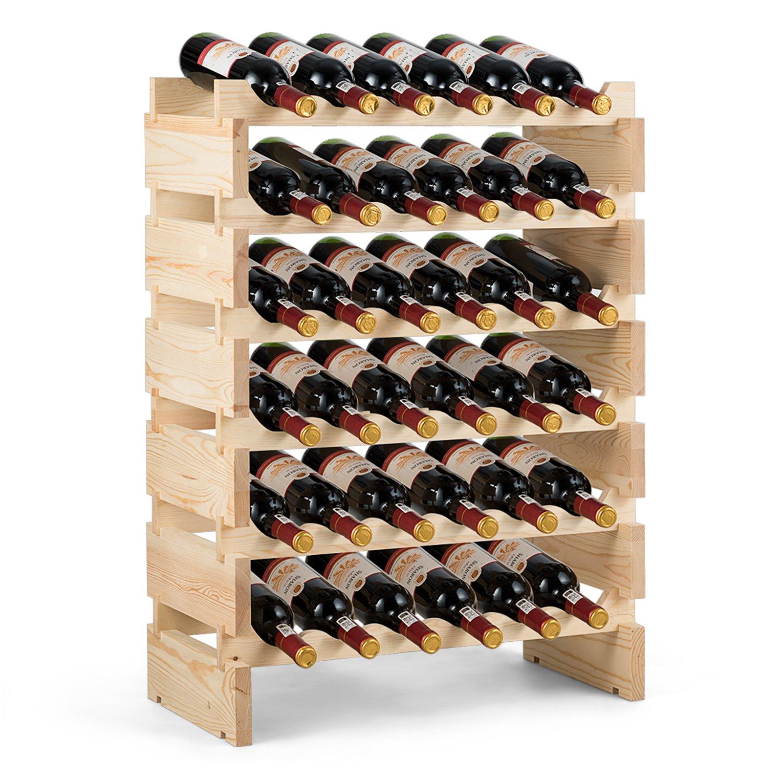 36 Bottles Wine Rack Freestanding Wine Storage Display Rack Pine Wood Wine Stand